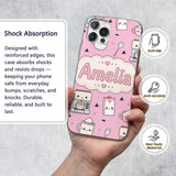 Kawaii Coffee Maker Milk Carton Cups Blush Pink Custom Name Protective Phone Case Mobile Cover Durable Everyday Smartphone Shock Resistant