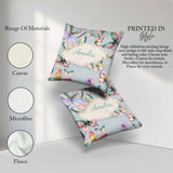 Custom Name Watercolor Butterflies Pale Blue Background Seamless Square Filled Cushion Throw Pillow Sofa Bed Home Decor Zip Washable UK Made