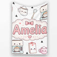 Cute Kawaii Coffee Maker Milk Carton Cups Grey Background Seamless  Personalised Custom Name Super Soft Fleece Blanket Bed Sofa Throw