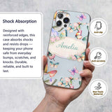 Pastel Watercolor Butterflies Pale Printed Design Custom Name Protective Phone Case Mobile Cover Durable Everyday Smartphone Shock Resistant