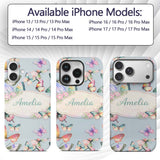 Pastel Watercolor Butterflies Pale Printed Design Custom Name Protective Phone Case Mobile Cover Durable Everyday Smartphone Shock Resistant