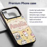 Cute Kawaii Coffee Maker Milk Carton Cups Yellow Custom Name Protective Phone Case Mobile Cover Durable Everyday Smartphone Shock Resistant