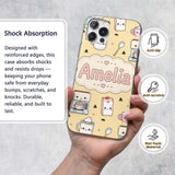Cute Kawaii Coffee Maker Milk Carton Cups Yellow Custom Name Protective Phone Case Mobile Cover Durable Everyday Smartphone Shock Resistant