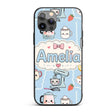 Cute Kawaii Mixer Kettle Fruits Blue Background Custom Name Protective Phone Case Mobile Cover Durable Everyday Smartphone Shock Resistant