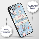 Cute Kawaii Mixer Kettle Fruits Blue Background Custom Name Protective Phone Case Mobile Cover Durable Everyday Smartphone Shock Resistant