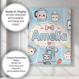 Personalised Name Cute Kawaii Mixer Kettle Custom  Unique Gift Idea Elegant Feature Canvas Wall Art Print Decor Picture Ready to Hang