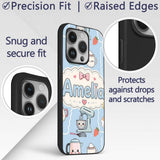Cute Kawaii Mixer Kettle Fruits Blue Background Custom Name Protective Phone Case Mobile Cover Durable Everyday Smartphone Shock Resistant