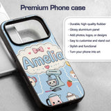 Cute Kawaii Mixer Kettle Fruits Blue Background Custom Name Protective Phone Case Mobile Cover Durable Everyday Smartphone Shock Resistant