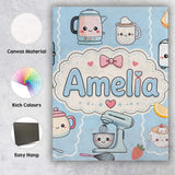 Personalised Name Cute Kawaii Mixer Kettle Custom  Unique Gift Idea Elegant Feature Canvas Wall Art Print Decor Picture Ready to Hang
