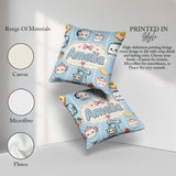 Custom Name Kawaii Mixer Kettle Fruits Blue Background Seamless Square Filled Cushion Throw Pillow Sofa Bed Home Decor Zip Washable UK Made