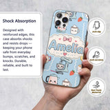 Cute Kawaii Mixer Kettle Fruits Blue Background Custom Name Protective Phone Case Mobile Cover Durable Everyday Smartphone Shock Resistant