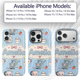 Cute Kawaii Mixer Kettle Fruits Blue Background Custom Name Protective Phone Case Mobile Cover Durable Everyday Smartphone Shock Resistant