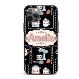 Cute Kawaii Mixer Kettle Fruits Black Background Custom Name Protective Phone Case Mobile Cover Durable Everyday Smartphone Shock Resistant