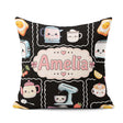 Custom Name Kawaii Mixer Kettle Fruits Black Background Seamless Square Filled Cushion Throw Pillow Sofa Bed Home Decor Zip Washable UK Made