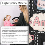 Cute Kawaii  Mixer Kettle Fruits Black Background Seamless  Personalised Custom Name Super Soft Fleece Blanket Bed Sofa Throw