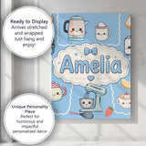 Personalised Name Cute Kawaii Mixer Kettle Custom  Unique Gift Idea Elegant Feature Canvas Wall Art Print Decor Picture Ready to Hang