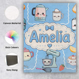 Personalised Name Cute Kawaii Mixer Kettle Custom  Unique Gift Idea Elegant Feature Canvas Wall Art Print Decor Picture Ready to Hang