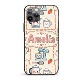 Cute Kawaii Mixer Kettle Fruits Cream Background Custom Name Protective Phone Case Mobile Cover Durable Everyday Smartphone Shock Resistant