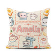 Custom Name Kawaii Mixer Kettle Fruits Cream Background Seamless Square Filled Cushion Throw Pillow Sofa Bed Home Decor Zip Washable UK Made