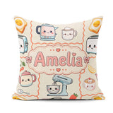 Custom Name Kawaii Mixer Kettle Fruits Cream Background Seamless Square Filled Cushion Throw Pillow Sofa Bed Home Decor Zip Washable UK Made