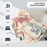Cute Kawaii  Mixer Kettle Fruits Cream Background Seamless  Personalised Custom Name Super Soft Fleece Blanket Bed Sofa Throw