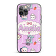 Cute Kawaii Mixer Kettle Fruits Purple Background Custom Name Protective Phone Case Mobile Cover Durable Everyday Smartphone Shock Resistant