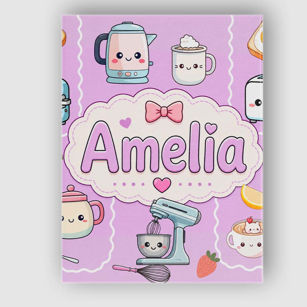 Personalised Name Cute Kawaii Mixer Kettle Custom  Unique Gift Idea Elegant Feature Canvas Wall Art Print Decor Picture Ready to Hang