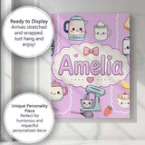 Personalised Name Cute Kawaii Mixer Kettle Custom  Unique Gift Idea Elegant Feature Canvas Wall Art Print Decor Picture Ready to Hang