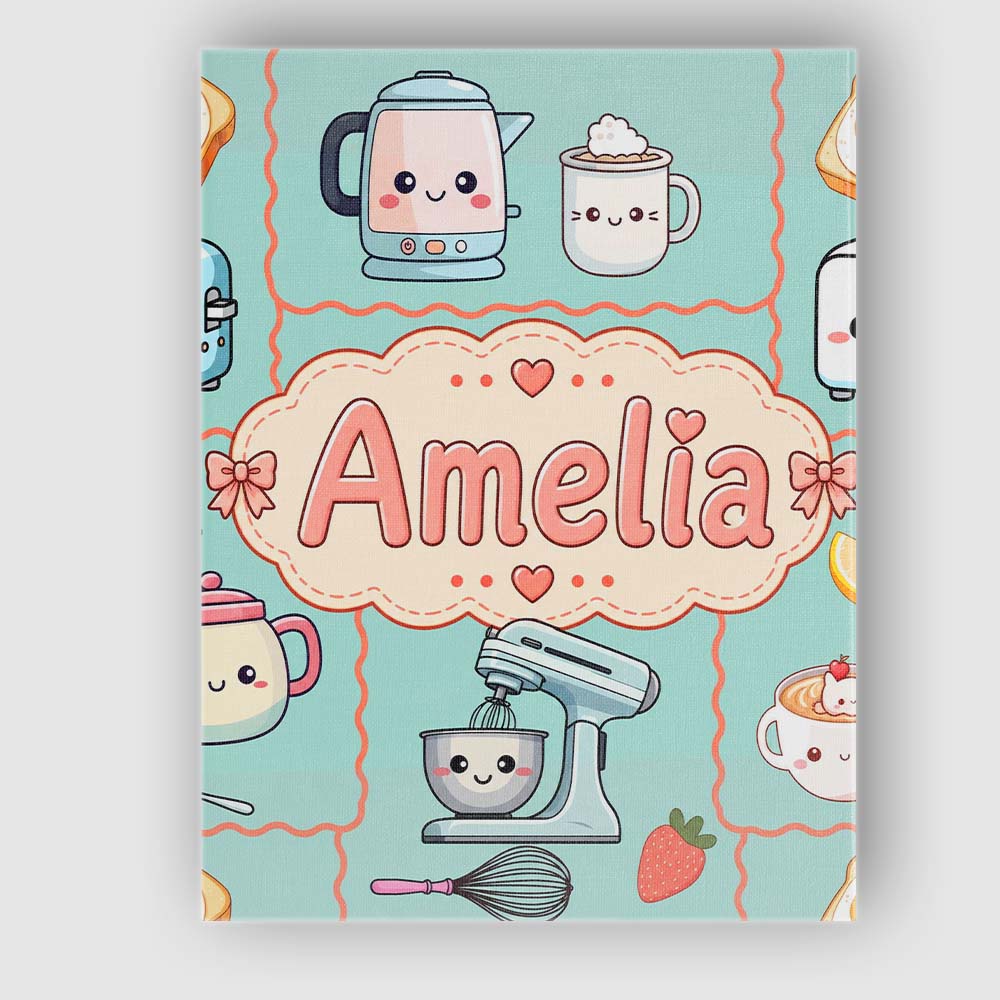 Personalised Name Cute Kawaii Mixer Kettle Custom  Unique Gift Idea Elegant Feature Canvas Wall Art Print Decor Picture Ready to Hang