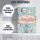 Personalised Name Cute Kawaii Mixer Kettle Custom  Unique Gift Idea Elegant Feature Canvas Wall Art Print Decor Picture Ready to Hang