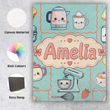 Personalised Name Cute Kawaii Mixer Kettle Custom  Unique Gift Idea Elegant Feature Canvas Wall Art Print Decor Picture Ready to Hang