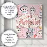 Personalised Name Cute Kawaii Mixer Kettle Custom  Unique Gift Idea Elegant Feature Canvas Wall Art Print Decor Picture Ready to Hang