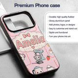 Cute Kawaii Mixer Kettle Fruits Pink Background Custom Name Protective Phone Case Mobile Cover Durable Everyday Smartphone Shock Resistant
