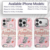 Cute Kawaii Mixer Kettle Fruits Pink Background Custom Name Protective Phone Case Mobile Cover Durable Everyday Smartphone Shock Resistant