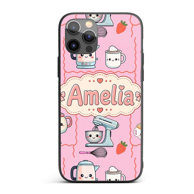 Cute Kawaii Mixer Kettle Fruits Printed Design Custom Name Protective Phone Case Mobile Cover Durable Everyday Smartphone Shock Resistant