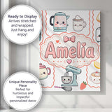 Personalised Name Cute Kawaii Mixer Kettle Custom  Unique Gift Idea Elegant Feature Canvas Wall Art Print Decor Picture Ready to Hang