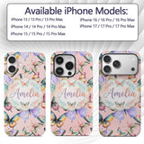 Pastel Watercolor Butterflies Printed Design Custom Name Protective Phone Case Mobile Cover Durable Everyday Smartphone Shock Resistant