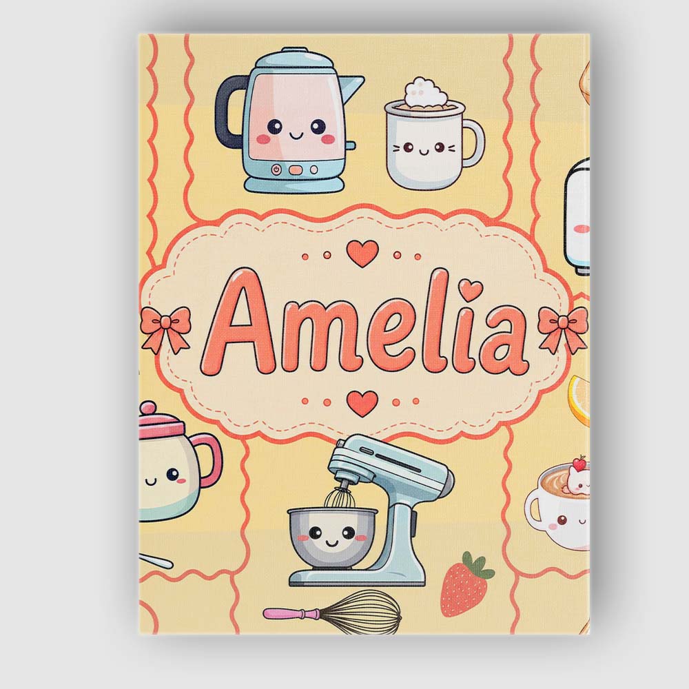 Personalised Name Cute Kawaii Mixer Kettle Custom  Unique Gift Idea Elegant Feature Canvas Wall Art Print Decor Picture Ready to Hang