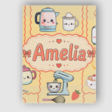 Personalised Name Cute Kawaii Mixer Kettle Custom  Unique Gift Idea Elegant Feature Canvas Wall Art Print Decor Picture Ready to Hang