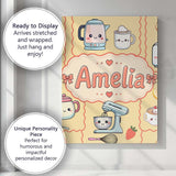 Personalised Name Cute Kawaii Mixer Kettle Custom  Unique Gift Idea Elegant Feature Canvas Wall Art Print Decor Picture Ready to Hang