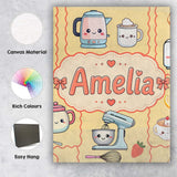 Personalised Name Cute Kawaii Mixer Kettle Custom  Unique Gift Idea Elegant Feature Canvas Wall Art Print Decor Picture Ready to Hang