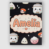 Personalised Name Cute Kawaii Sushi Rice Custom  Unique Gift Idea Elegant Feature Canvas Wall Art Print Decor Picture Ready to Hang