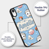 Cute Kawaii Sushi Rice Cooker Bowl Printed Design Custom Name Protective Phone Case Mobile Cover Durable Everyday Smartphone Shock Resistant