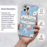 Cute Kawaii Sushi Rice Cooker Bowl Printed Design Custom Name Protective Phone Case Mobile Cover Durable Everyday Smartphone Shock Resistant