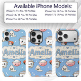 Cute Kawaii Sushi Rice Cooker Bowl Printed Design Custom Name Protective Phone Case Mobile Cover Durable Everyday Smartphone Shock Resistant
