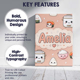 Personalised Name Cute Kawaii Sushi Rice Custom  Unique Gift Idea Elegant Feature Canvas Wall Art Print Decor Picture Ready to Hang