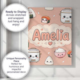 Personalised Name Cute Kawaii Sushi Rice Custom  Unique Gift Idea Elegant Feature Canvas Wall Art Print Decor Picture Ready to Hang