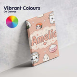 Personalised Name Cute Kawaii Sushi Rice Custom  Unique Gift Idea Elegant Feature Canvas Wall Art Print Decor Picture Ready to Hang