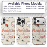 Cute Kawaii Sushi Rice Cooker Bowl Printed Design Custom Name Protective Phone Case Mobile Cover Durable Everyday Smartphone Shock Resistant