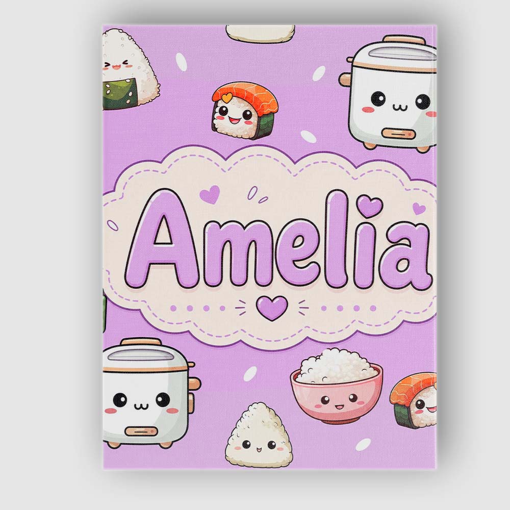 Personalised Name Cute Kawaii Sushi Rice Custom  Unique Gift Idea Elegant Feature Canvas Wall Art Print Decor Picture Ready to Hang